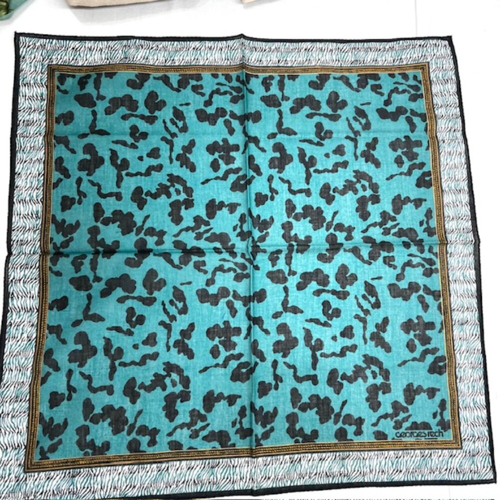 Unused Celine Paris + Melriese & Roch Cearces HandKerchief 19" Greem Beige  (6 - Picture 9 of 14